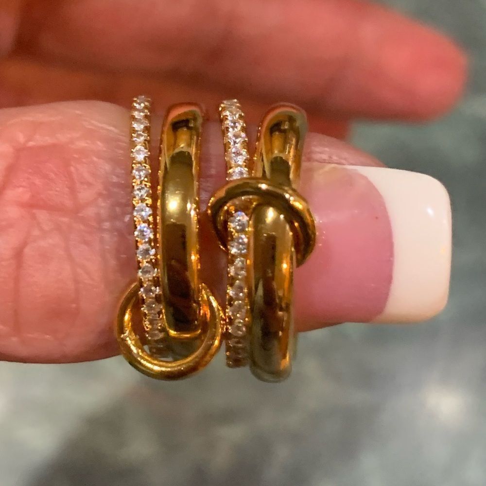 Gold-Tone Knot & Pavé Crystal Stackable Ring Set - Gold
